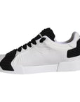 Dolce & Gabbana White Black Leather Low Top Women Sneaker Shoes