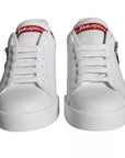 Dolce & Gabbana White Patch Calfskin Nappa Portofino Sneakers Shoes