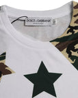 Dolce & Gabbana White Camouflage Stars Crew Neck Men T-shirt