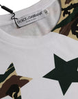 Dolce & Gabbana White Camouflage Stars Crew Neck Men T-shirt