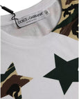 Dolce & Gabbana White Camouflage Stars Crew Neck Men T-shirt