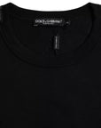 Dolce & Gabbana Black Logo Embossed Cotton Crew Neck T-shirt
