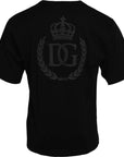 Dolce & Gabbana Black Logo Embossed Cotton Crew Neck T-shirt