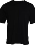Dolce & Gabbana Black Logo Embossed Cotton Crew Neck T-shirt