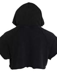 Dolce & Gabbana Black Cotton Hooded Short Sleeves Cropped T-shirt