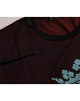 Dolce & Gabbana Bordeaux Crown Print Round Neck Cotton T-shirt