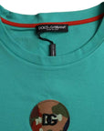 Dolce & Gabbana Green Logo Patch Round Neck Cotton T-shirt