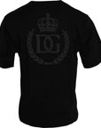 Dolce & Gabbana Black Logo Embossed Cotton Crew Neck T-shirt