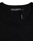 Dolce & Gabbana Black Logo Embossed Cotton Crew Neck T-shirt