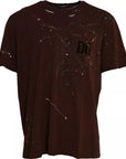 Dolce & Gabbana Brown Color Splash Cotton Crew Neck T-shirt