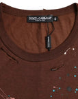 Dolce & Gabbana Brown Color Splash Cotton Crew Neck T-shirt