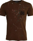 Dolce & Gabbana Brown Color Splash Cotton Crew Neck T-shirt