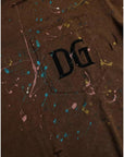 Dolce & Gabbana Brown Color Splash Cotton Crew Neck T-shirt