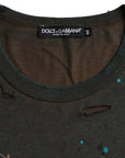 Dolce & Gabbana Gray Color Splash Cotton Crew Neck T-shirt