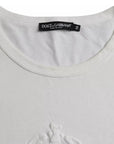 Dolce & Gabbana White Logo Embossed Cotton Crewneck T-shirt