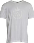 Dolce & Gabbana White Logo Embossed Cotton Crewneck T-shirt