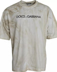 Dolce & Gabbana Off White Logo Cotton Crew Neck T-shirt