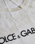 Dolce & Gabbana Off White Logo Cotton Crew Neck T-shirt
