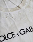 Dolce & Gabbana Off White Logo Cotton Crew Neck T-shirt
