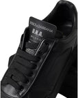 Dolce & Gabbana Black Leather Low Top Sneakers Men Shoes