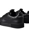 Dolce & Gabbana Black Leather Low Top Sneakers Men Shoes