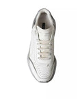 Dolce & Gabbana White Silver Daymaster Low Top Sneakers Shoes