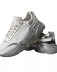 Dolce & Gabbana White Silver Daymaster Low Top Sneakers Shoes