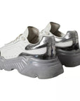 Dolce & Gabbana White Silver Daymaster Low Top Sneakers Shoes