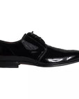 Dolce & Gabbana Black Patent Leather Derby Men Dress Shoes