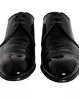 Dolce & Gabbana Black Patent Leather Derby Men Dress Shoes