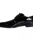 Dolce & Gabbana Black Patent Leather Derby Men Dress Shoes