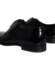 Dolce & Gabbana Black Calfskin Leather Derby Men Dress Shoes