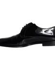 Dolce & Gabbana Black Calfskin Leather Derby Men Dress Shoes