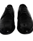 Dolce & Gabbana Black Calfskin Leather Derby Men Dress Shoes