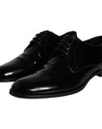 Dolce & Gabbana Black Calfskin Leather Derby Men Dress Shoes