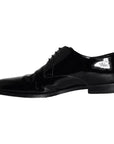 Dolce & Gabbana Black Calfskin Leather Derby Men Dress Shoes