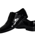 Dolce & Gabbana Black Calfskin Leather Derby Men Dress Shoes