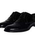 Dolce & Gabbana Black Calfskin Leather Derby Men Dress Shoes