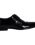 Dolce & Gabbana Black Calfskin Leather Derby Men Dress Shoes