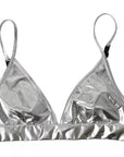 Dolce & Gabbana Silver Polyester Sleeveless Bustier Crop Top