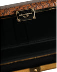 Dolce & Gabbana Brown Leather Gold Frame Clutch Mini Crossbody Bag
