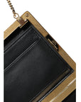 Dolce & Gabbana Brown Leather Gold Frame Clutch Mini Crossbody Bag