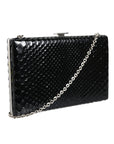 Dolce & Gabbana Black Leather Silver Frame Clutch Mini Crossbody Bag