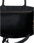 Versace Black Top Handle Canvas Leather Logo Crossbody Tote Bag