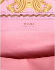 Versace Pink Printed Large Fabric Leather Shopping Tote Bag