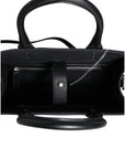 Versace Black Top Handle Canvas Leather Logo Crossbody Tote Bag
