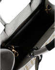 Versace White Top Handle Canvas Leather Logo Crossbody Tote Bag