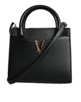 Versace Black Small Leather TopHandle Shoulder Crossbody Bag