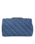 Versace Blue Quilted Denim Leather Crossbody Shoulder Bag