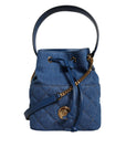 Versace Blue Quilted Denim Leather Crossbody Shoulder Bag